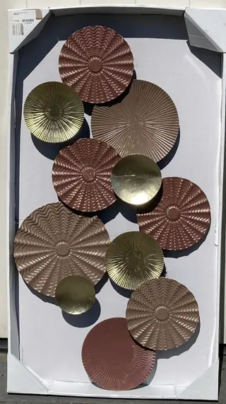 METALEN WANDDECORATIE 89 cm goud en tinten bruin NIEUW