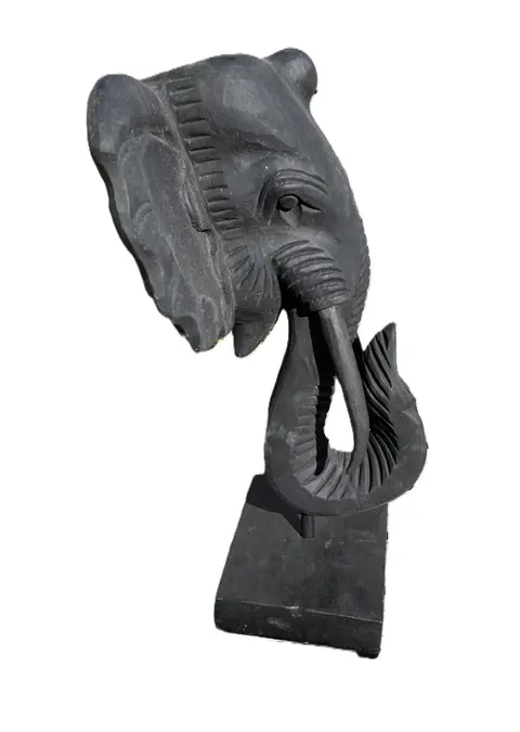 OLIFANTEN KOP OP STANDAARD ZWART 46 cm nr. 1 NIEUW