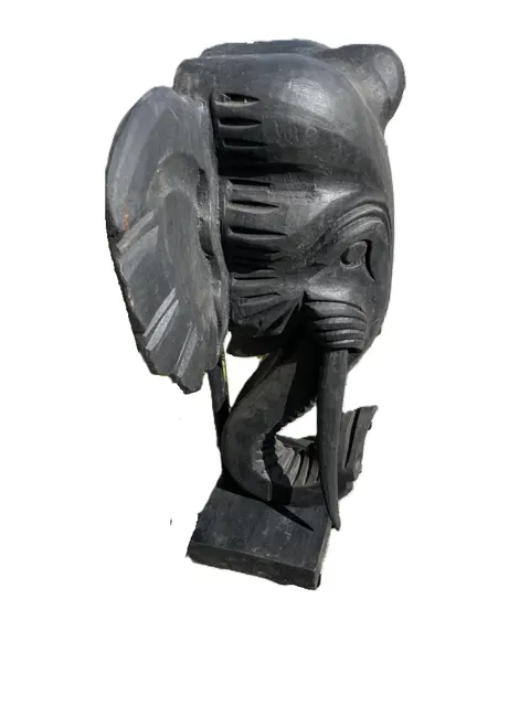 OLIFANTEN KOP OP STANDAARD ZWART 54 cm NIEUW