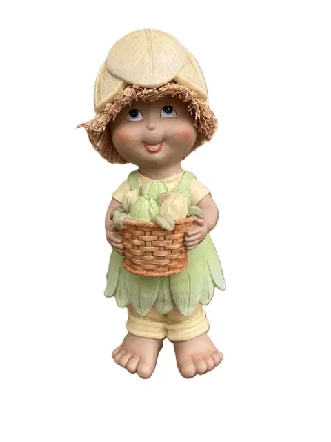 BEELD POP GROOT GROEN 28cm Polystone Nieuw