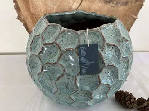 POT GEGLAZUURD GROEN KERAMIEK GROOT DIA 28 CM NIEUW