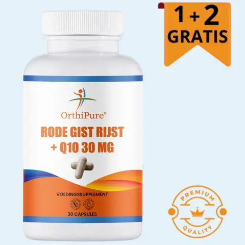 Rode Gistrijst Q10 – 30mg 1+2 potjes Gratis á 30 capsules
