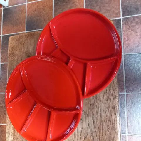 Fondue borden, retro - nieuw,