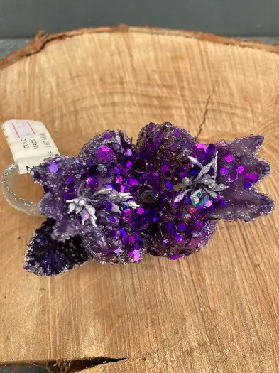 DECO GRANAATAPPEL PURPLE MET GLITTERS 6 stuks Nieuw