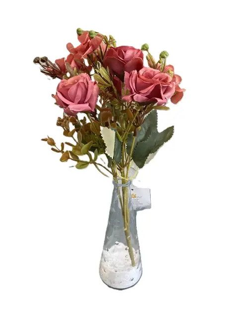 KUNSTBLOEM 35 cm ROZEN ZALMROOD NIEUW