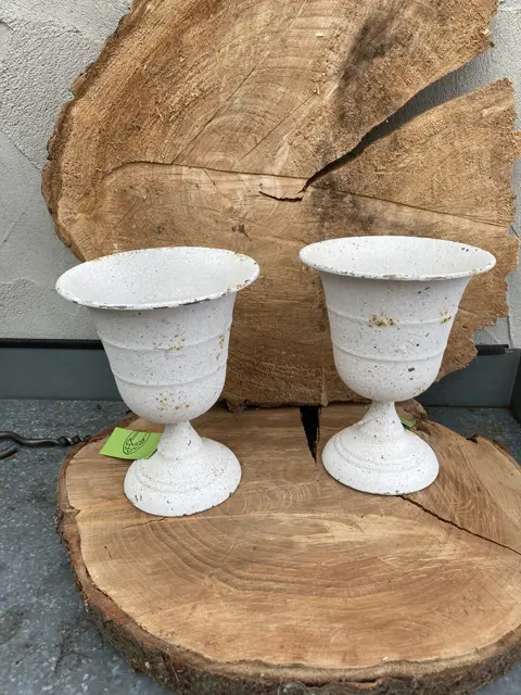 METALEN BLOEMPOTJE WIT HOOG 20 CM 2 stuks NIEUW
