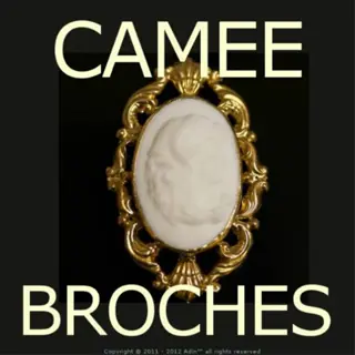 Handelaar verkoopt antieke camee broches.