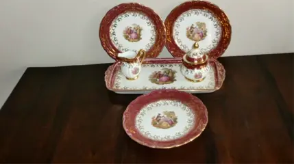 6 delig hand gemaakt 22 karat blad gold service