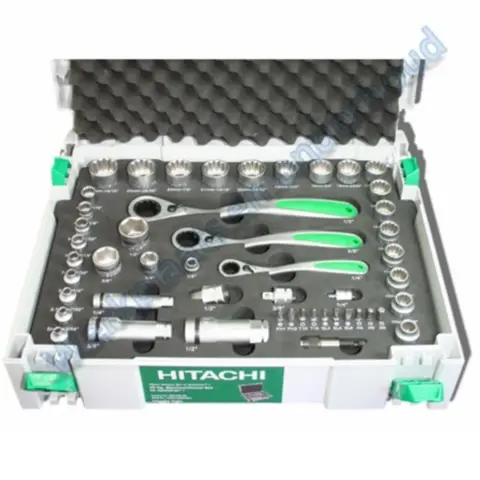 Gereedschapset Hitachi Powertools 49 delig met ratels en dop