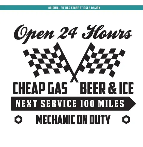 Sticker Open 24 Hours: Zwart