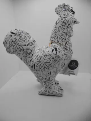 HAAN EDSON ZWART WIT BLOEMEN HANDGESCHILDERD 24 CM NIEUW