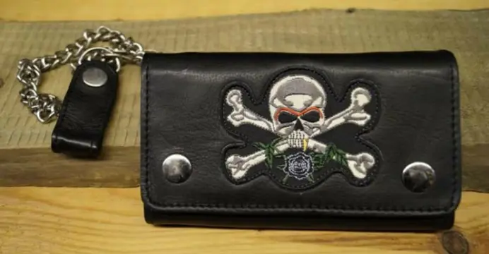 Gothic portemonnee " Doodskop met botten " Zwart