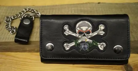 Gothic portemonnee " Doodskop met botten " Zwart