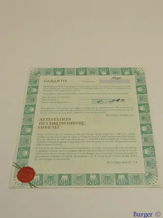 Rolex Warranty Certificate Ref: 16000