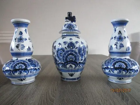Kasstel 3 Delig Delfs Blauw