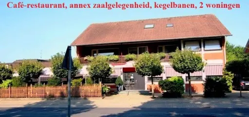 Café-restaurant, zalenaccommodatie, kegelbanen