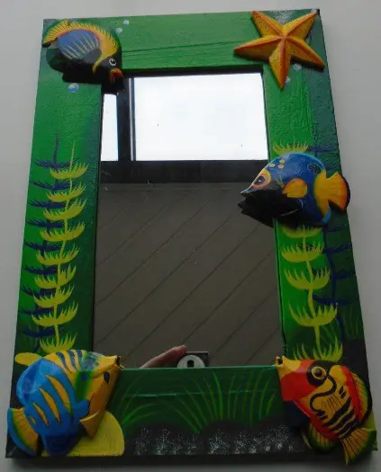 SPIEGEL GROEN ZEEDIEREN 43 CM Nieuw