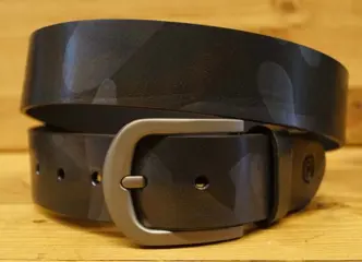 Leren camouflage riem " Zwart / grijs " 4 cm breed