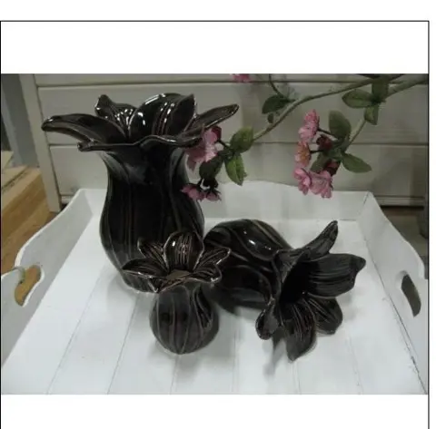 VAAS KERAMIEK BRUIN MT L HOOG 20 CM Nieuw