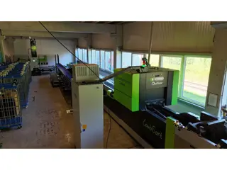 Greefa CombiSort fruit- en appelsorteermachine 2 lijnen met waterdumper, automatische dozenvullers e