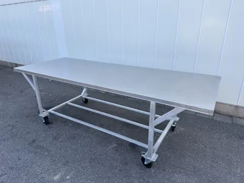 Werktafel RVS blad 300 x 120 cm met aluminium frame