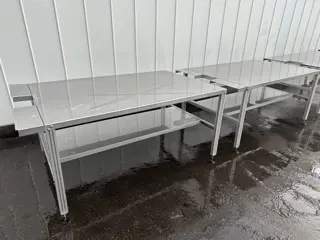 Martin Stolze RVS werktafel met aluminium poten 196 x 120 cm