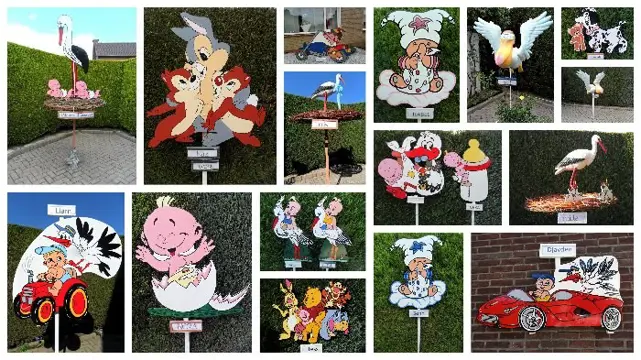 Ooievaar / geboortebord / ooievaar + nest