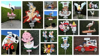 Ooievaar / geboortebord / ooievaar + nest