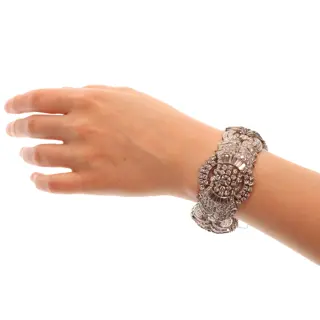 Architectural Fifties Bracelet Ablaze with Diamonds in a Bold Sculptural Design