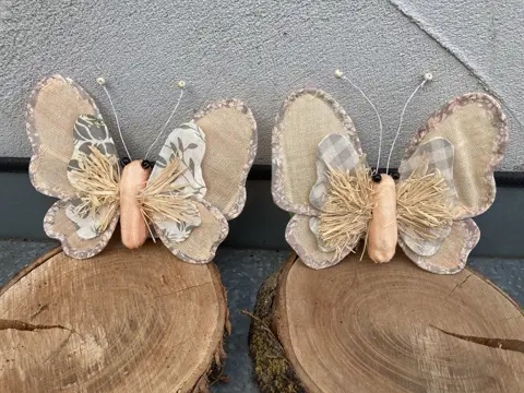 STOFFEN VLINDER SET MET CLIP 14,5CM NIEUW