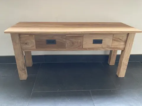 TEAKHOUT HALBANKJE, TV MEUBEL 90 CM