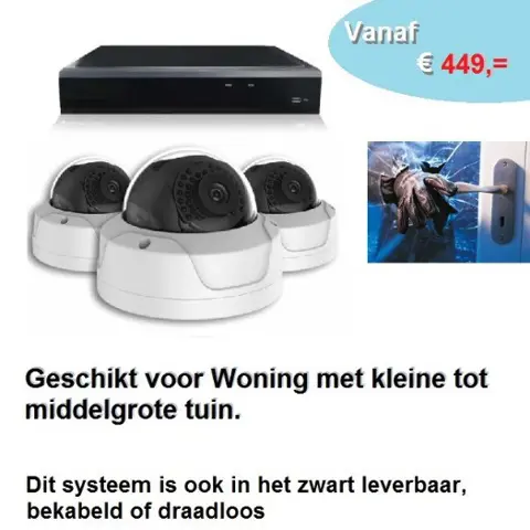 Camerabewaking set met 1- 8 x 4MP HD Dome camera – bekabeld