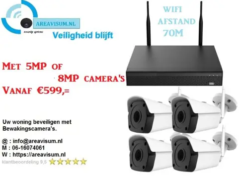WiFi camerabewaking set 4 x 5MP 2K HD Premium-serie