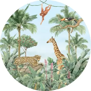 Behangcirkel Jungle Aquarel, Muurcirkel, Muurdeco4kids