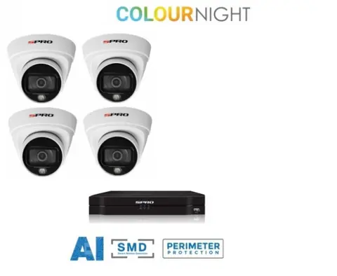 4 ch. recorder met SPRO 4 x 2MP kleur nachtzicht camera