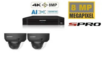 SPRO camerasysteem met 2 X 8 MP dome camera