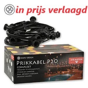 Buitenverlichting Prikkabel vol rubber 20 meter 35 fittingen