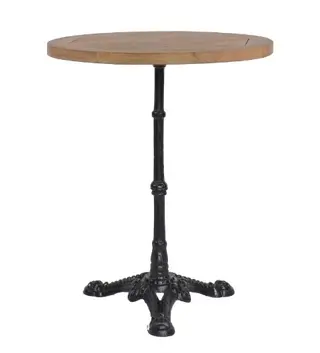 Teakhouten terras bistrotafel rond 60 cm gietijzeren voet