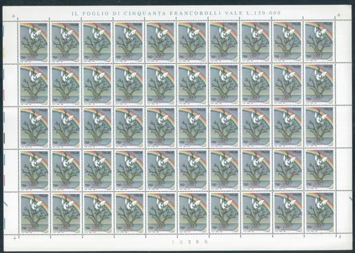 Italiaanse Republiek 1995 - ‘Flooded’ in full sheet of 50 with the 3 position varieties reported by Unificato. - Sassone 2137