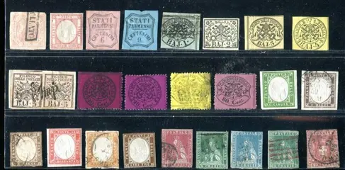 Italiaanse oude staten 1851/1868 - Naples, Neapolitan Provinces, Parma, Papal States, Sardinia, Tuscany. - Sassonevari.