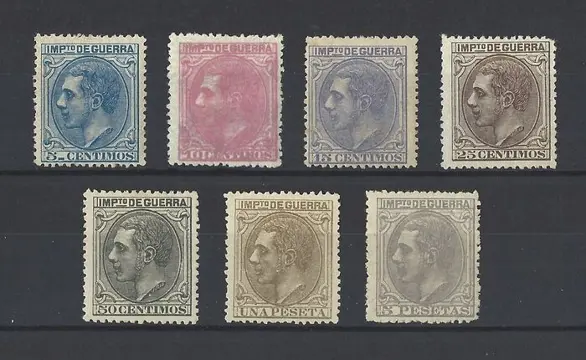 Spanje 1879 - Complete set, unissued, Alfonso XII - Edifil nº NE 4/ NE 10