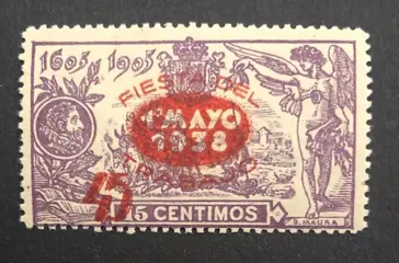 Spanje 1938 - Stamp with red overprint - Edifil 761hcc