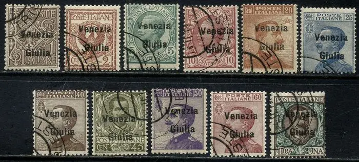 Italië - Julian Venetië 1919 - Victor Emmanuel, overprints, 11 values - Sassone N. 19/29