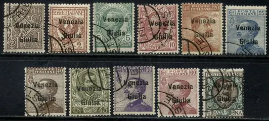 Italië - Julian Venetië 1919 - Victor Emmanuel, overprints, 11 values - Sassone N. 19/29
