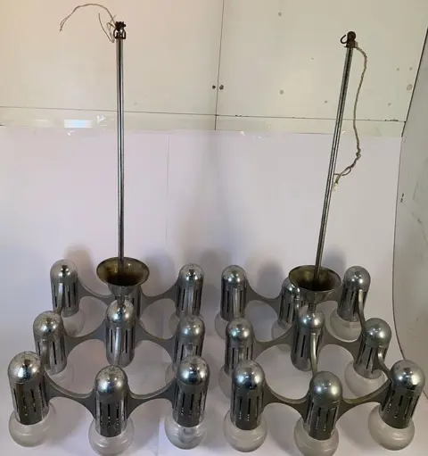 Kroonluchter (2) - nello stile di G.Sciolari 8 luci "space