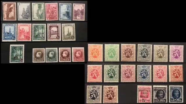 België 1929 - Volledige Jaargang incl. Grote Montenez, Expres, Sites - OBP 273/298