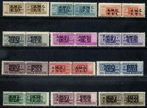 Triëst - Zone A 1947/1948 - Postal parcels overprinted on two rows, 12 values - Sassone N. 1/12