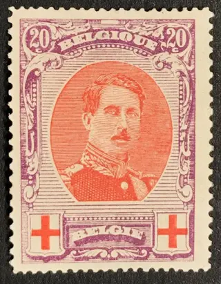 België 1914/1915 - Uitgifte Rode Kruis - Albert I - 20c tanding 14x12 - Zeldzame tanding - OPBP 134B