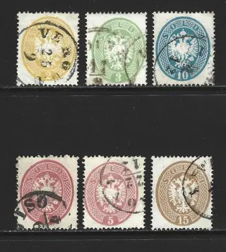 Italiaanse oude staten - Lombardije Venetië 1863/1863 - Kingdom of Lombardy-Venetia 1864, complete set - Michel 14-18