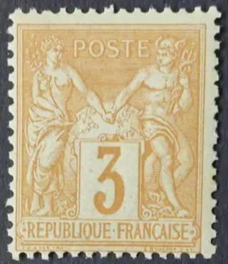 Frankrijk 1878 - ‘Sage’ type II, ‘N under U’, 3 centimes bistre-yellow - Yvert 86